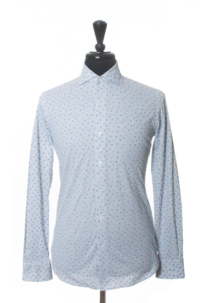 Orian Gray Floral Print Fluid Evolution Jersey Knit Shirt