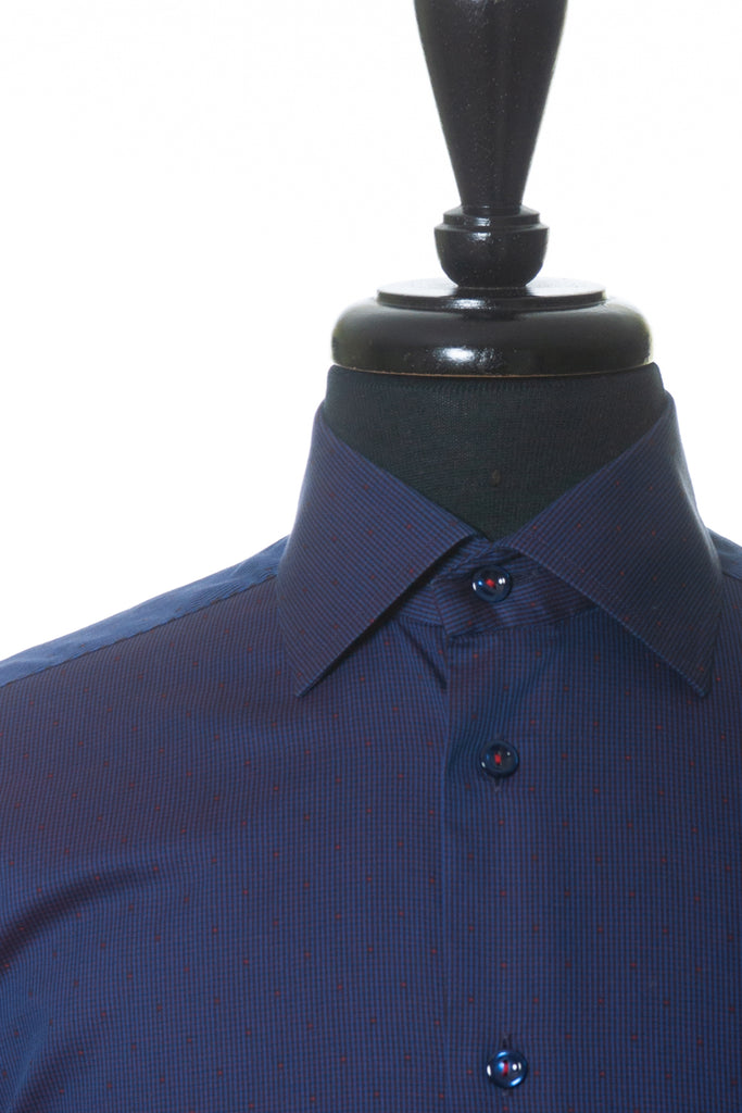 Eton Deep Purple Dotted MicroCheck Contemporary Fit Shirt