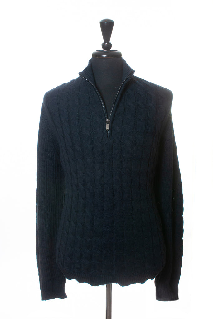 Joe’s Jeans Navy Blue Cable Knit Half Zip Sweater