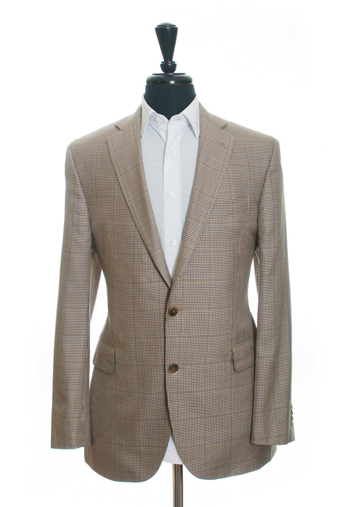 brown checkered single breasted formal blazer